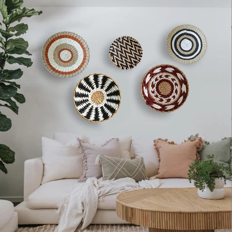 

Nordic Simple Handmade Straw Wall Decoration Boho Woven Grass Straw Art For Nursery Baby Children Room Home Decor Ethnic Style