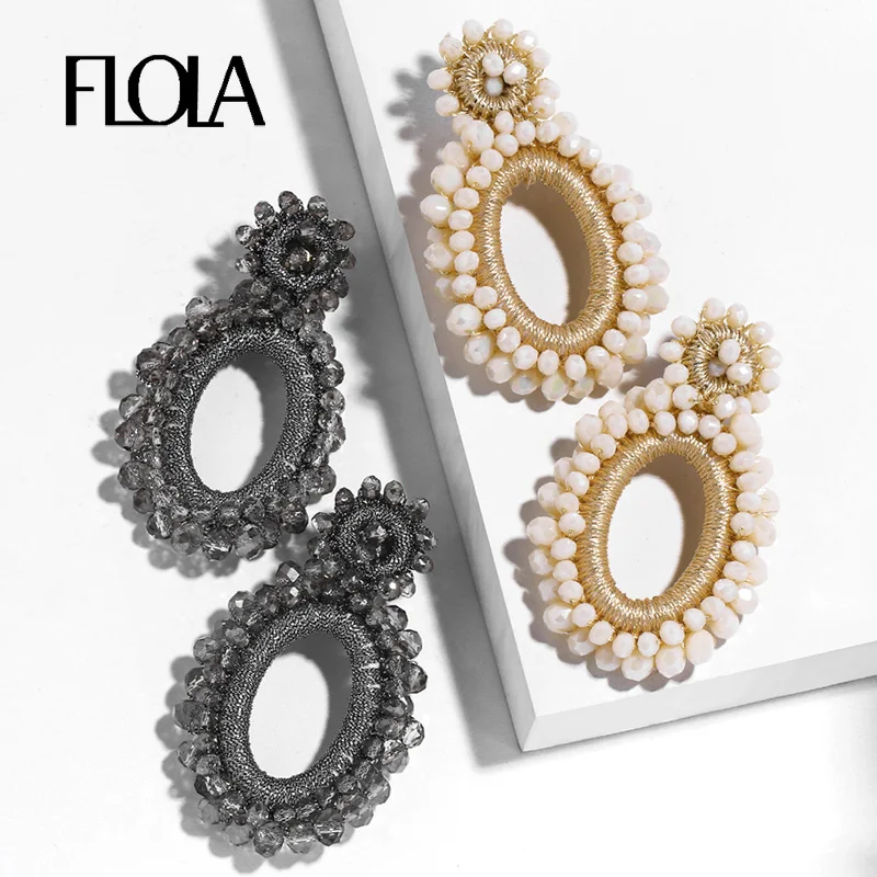 Женские богемные серьги-подвески FLOLA, украшенные красными бусинами и большими бусинами, ювелирные украшения в стиле бохо, ersq14