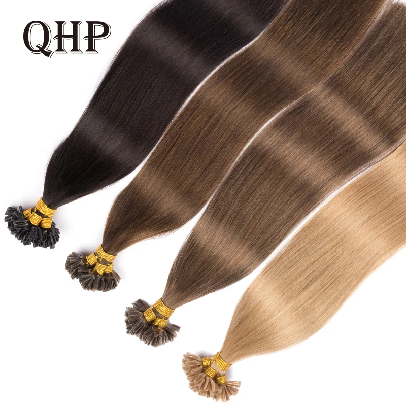 

Natural Fusion Hair Extensions Straight Nail/U Tip Hair Extensions Human Hair 0.8g 1g/Pc Keratin Capsules Blonde Black Colored