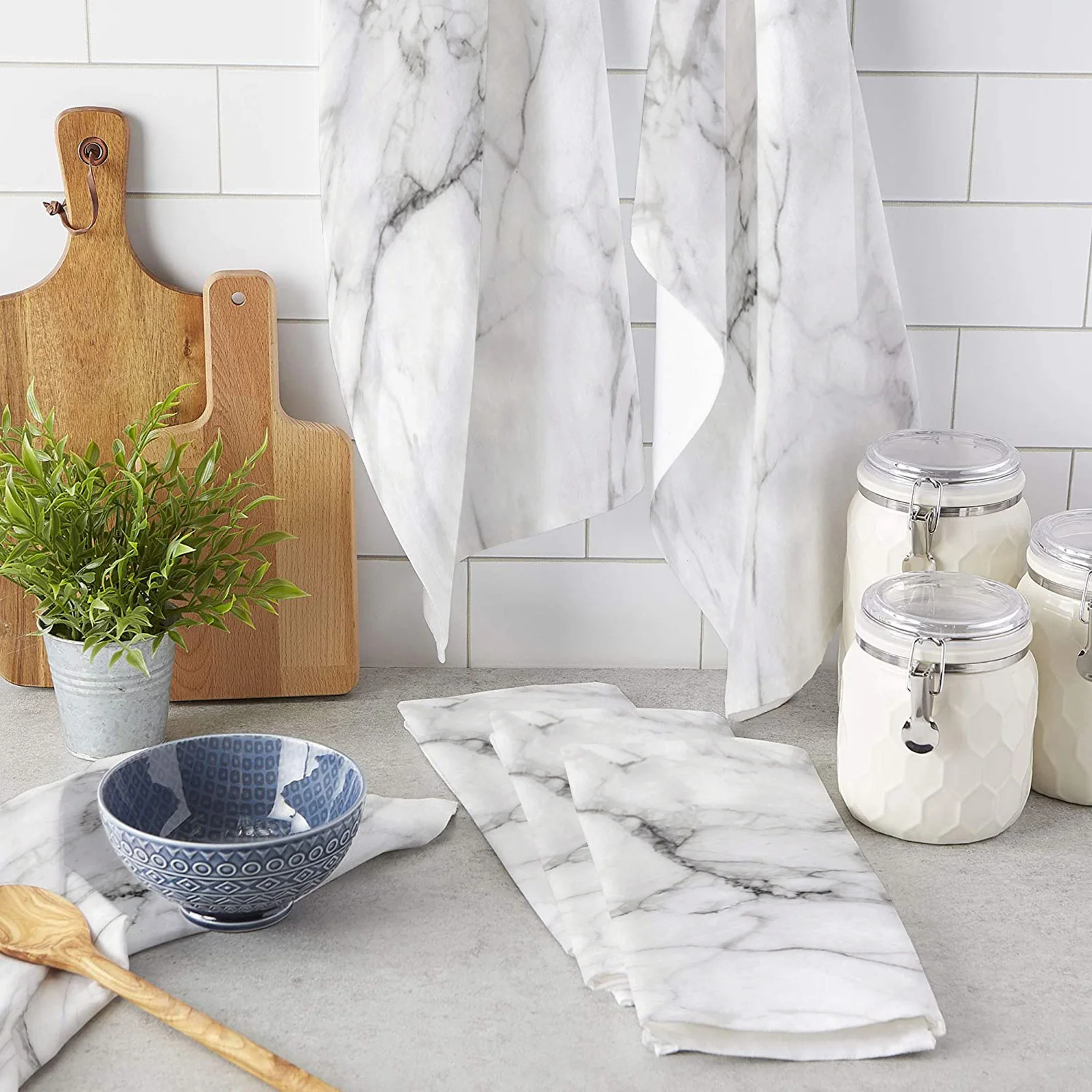 

Набор кухонных полотенец с белым мрамором, тряпочка для мытья посуды, бытовой Декор
