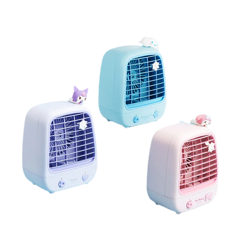 My Melody Kawaii Cinnamoroll Kuromi Cute Girl Heart Desktop Spray Cooler Small Fan Anime Sanrio Summer Desktop Room Humidifier