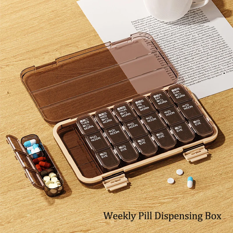 

21/28 Grids Weekly Portable Travel Waterproof Pill Case Organizer Medicine Storage Container Drug Dispenser Tablet Pill Box