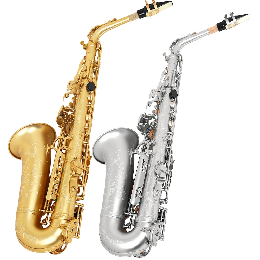 M MBAT Альт-саксофон Flat E Tone Латунная трубка Корпус Abalone Shell Кнопка Матовый саксофон