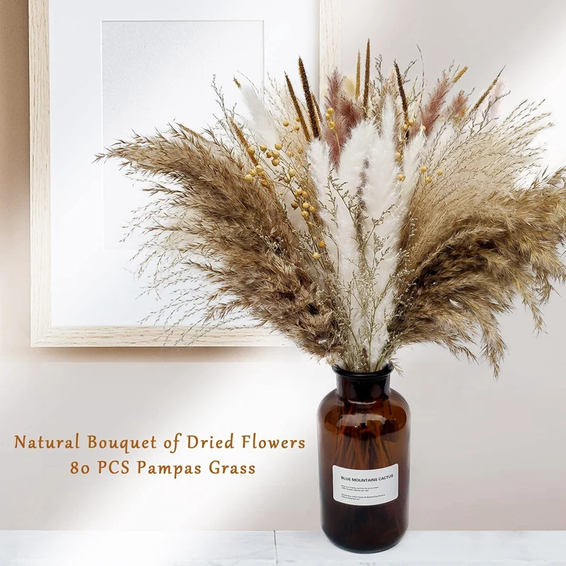 

Dried Pampas Grass 45cm Dried Flowers Decor Fluffy Plants Dried Flowers Vases Decor Bouquet Boho for Photography Wedding