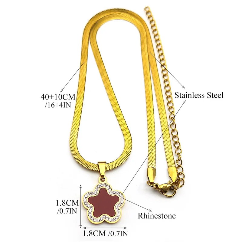 Золотое/серебряное Ожерелье С Подвеской Для Женщин И Девочек Красным Цветком