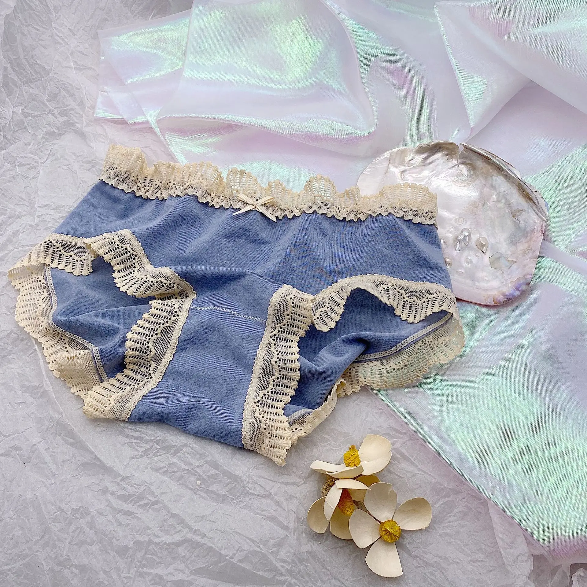 

Women's Panties Palace Style Modal Comfort Breathable Mid Waist Female Sexy Aesthetic Girl Cotton Seamless French Lace Underwear