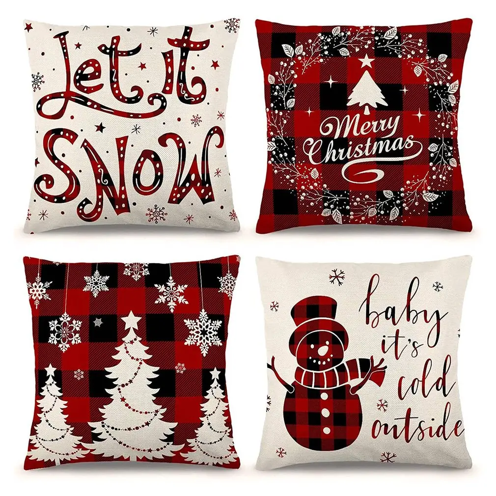 

4pcs/set Christmas Pillowcases 45*45cmPillowcase Sofa Cushions Home Decor New Year 2023 Navidad Decoraciones Para El Hogar Kerst