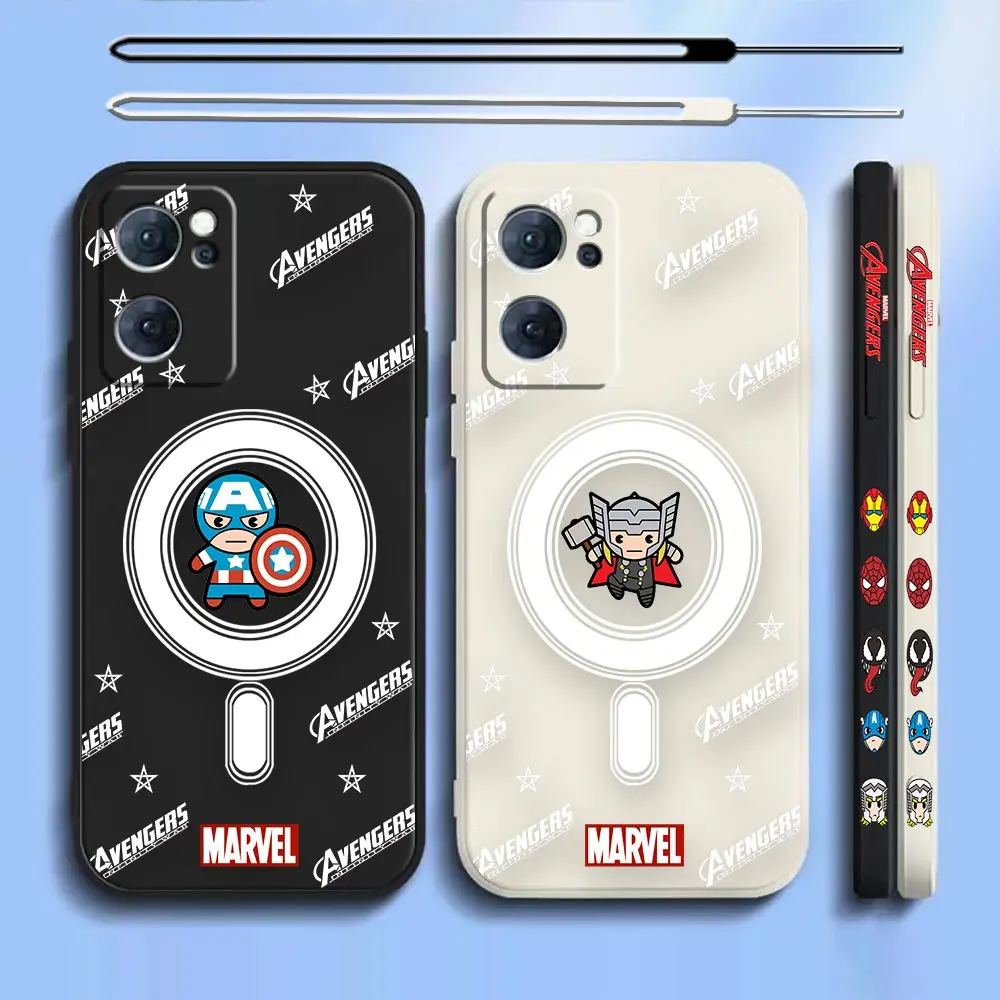 

Funny Cute Thor Captain America Cartoon Case For OPPO Reno 4 4SE 4Z 4F 3 2 2F 2Z ACE Z Pro Lite 4G 5G Liquid Rope Cover Funda