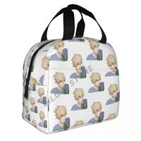 white anime boy boku no hero bakugou insulated lunch bags print food case cooler warm bento box for kids lunch box for school