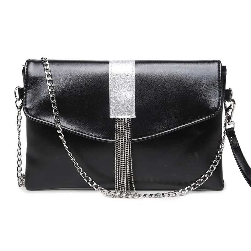 

New Clutch Women's Soft Leather European and American Fashion Diamond Evening Bag Tassel Envelope Package Tide