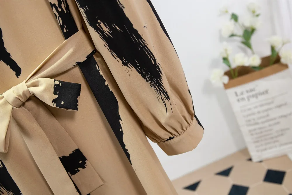 Платье женское длинное ТРАПЕЦИЕВИДНОЕ с длинным рукавом круглым вырезом и