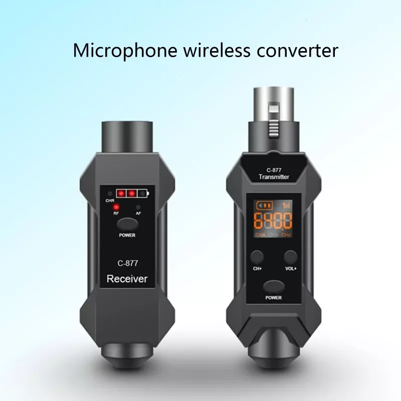 

Compact and Lightweight Microphone Adapter PA System Rechargeable Wireless XLR Transmitter Receiver with 14500 Battery X6HB