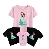 cute the little mermaid princess disney t shirt casual kids short sleeve baby romper new adult unisex family matching outfit