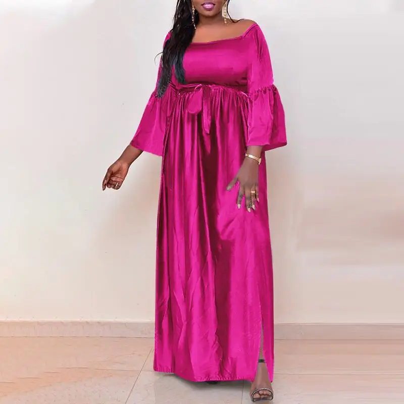 

VONDA элегантное Плиссированное мешковатое платье Длинное Макси Платье оверсайз с квадратным вырезом и расклешенными рукавами мешковатый са...