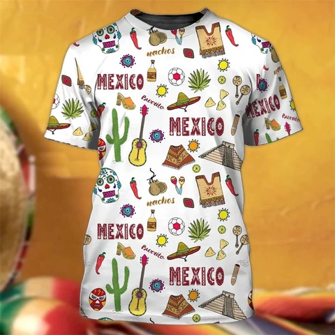 Новая Мексиканская Мужская футболка, с принтом национального флага, Модный 3D узор орла, одежда с коротким рукавом, повседневная мужская футболка оверсайз с круглым вырезом