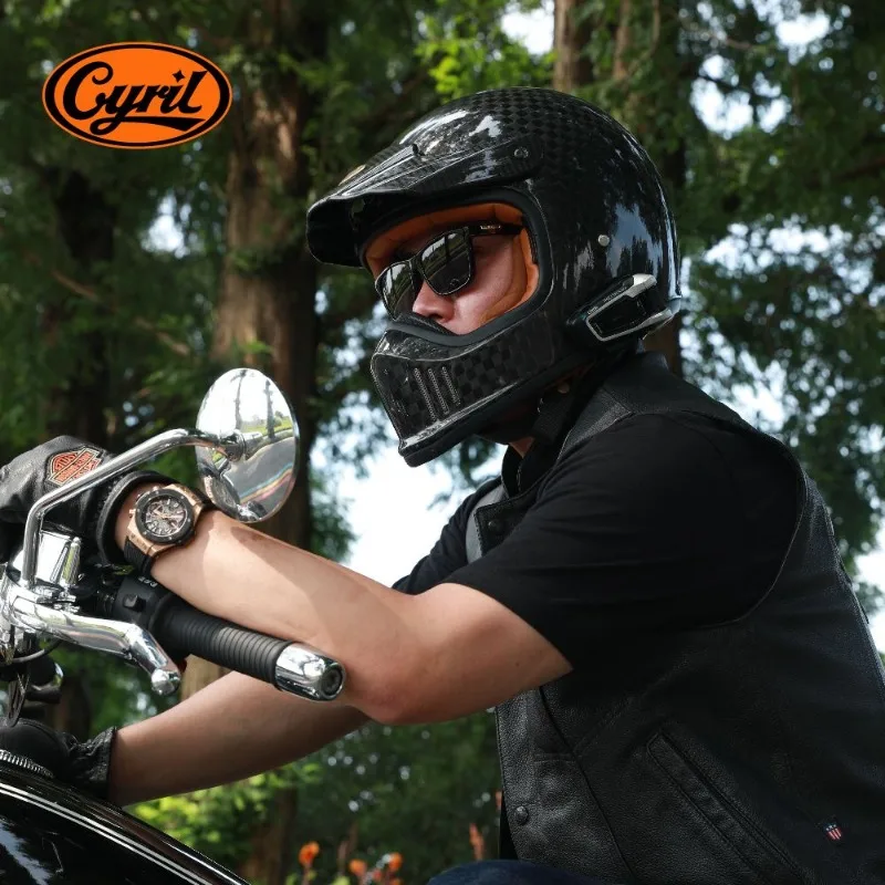 Мотоциклетный шлем на все лицо легкий из углеродного волокна гоночный для мужчин