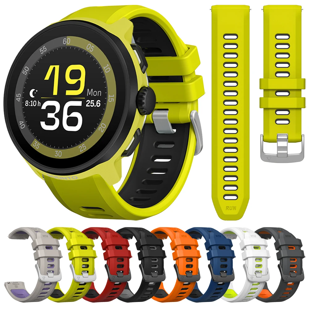 Фото Двухцветный силиконовый ремешок для часов 22 мм для Suunto Run/RACE S/Ocean/вертикальный спортивный ремешок-браслет для Suunto 5 9 Peak Pro браслет №1