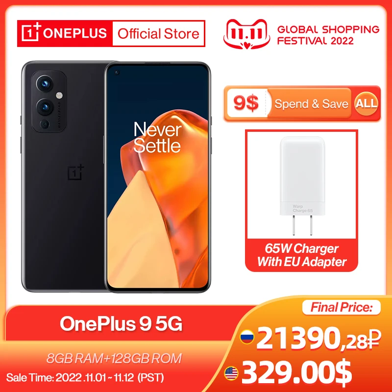 Kup Globalna Wersja OnePlus 9 5G Snapdragon 888 8GB 128GB Smartphone 6.5 ''120Hz Płynny Wyświetlacz AMOLED Warp 65T OnePlus Oficjalny Sklep