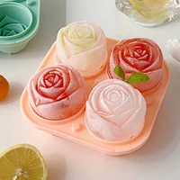 3d rose flower ice cube maker ice ball mold ice cream diy tool silicone mold homemade ice box