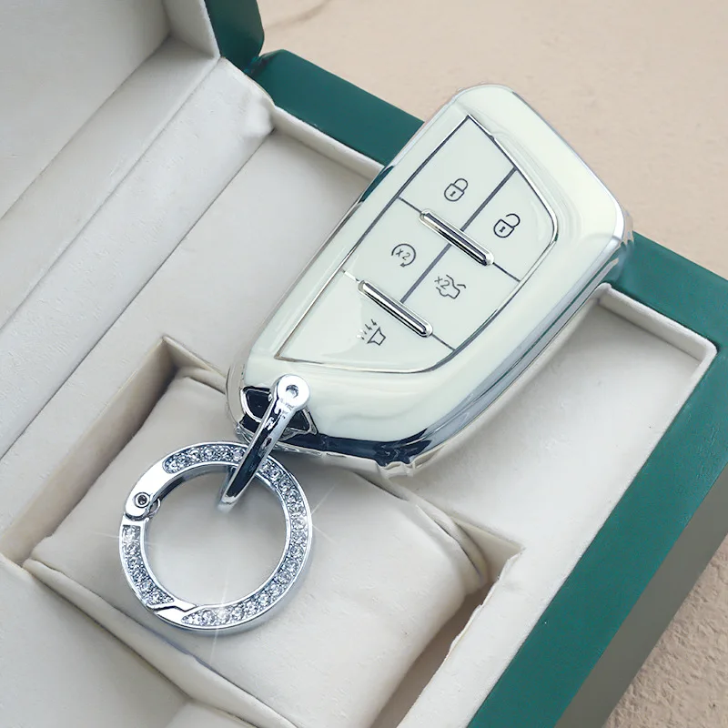 

2021 г., для Cadillac key box, золотой, серебряный край, новинка, CT5 cT4, автомобильная пряжка, высококачественный чехол для ключей для багажа