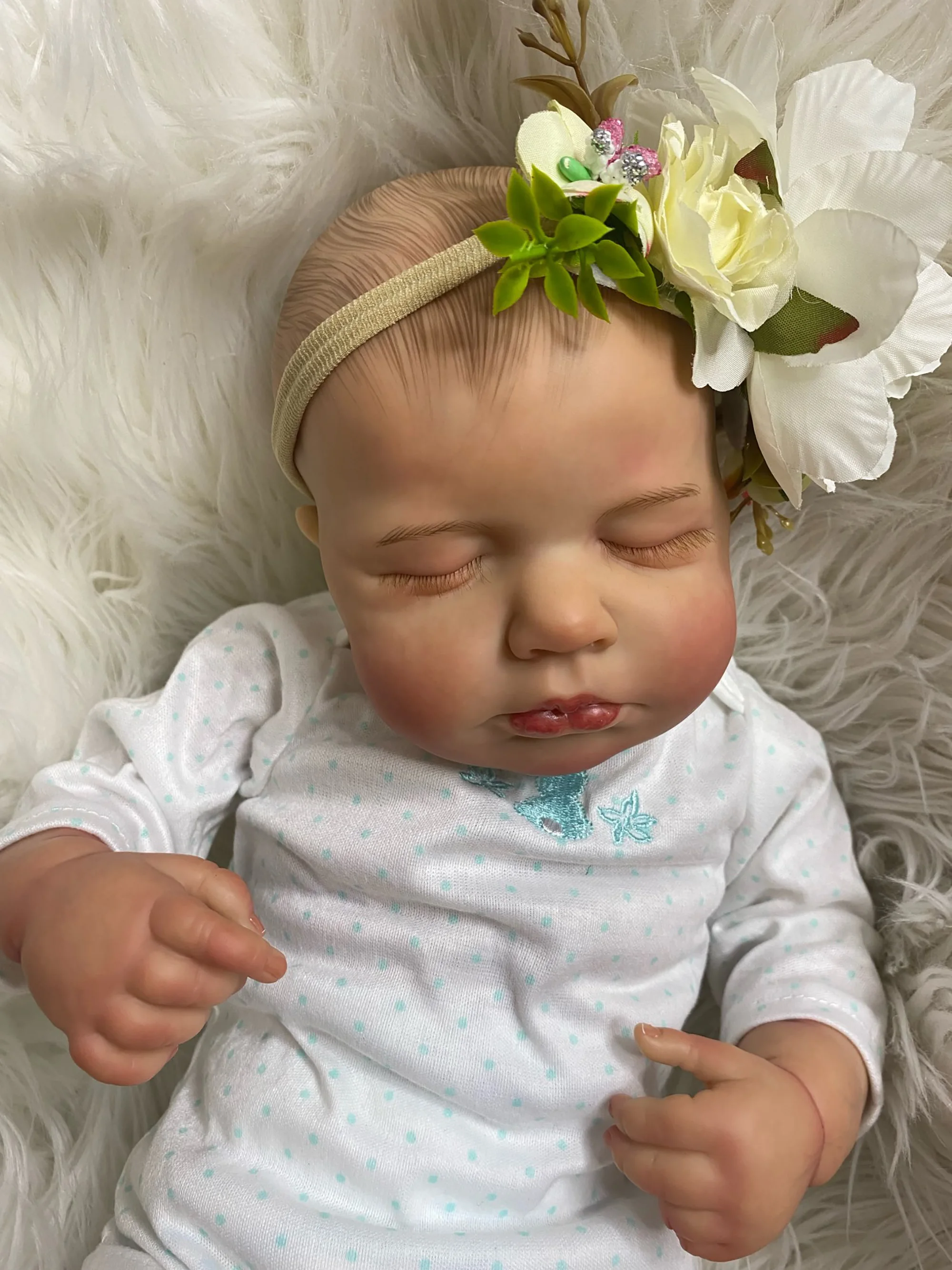 19 Inch Realistic Bebe Reborn Sleeping Loulou Painted Lifelike Reborn Baby Doll Handmade Reborn Doll ReBoneca Bebê Reborn Menina