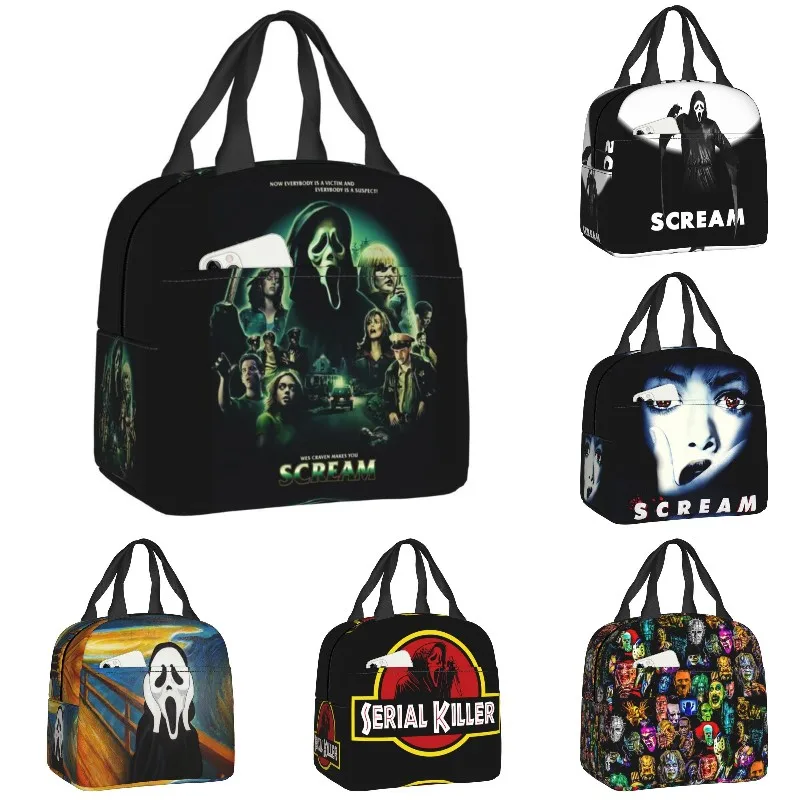 

Scream Killer Movie Resuable Lunch Boxes for Women Leakproof Halloween Thermal Cooler Food Insulated Lunch Bag School Children