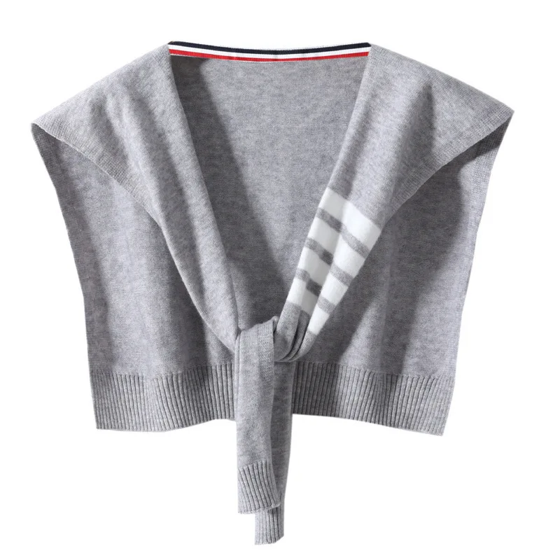 LDZWSM полосатая вязаная шаль весенняя и осенняя женская накидка с перекрестной
