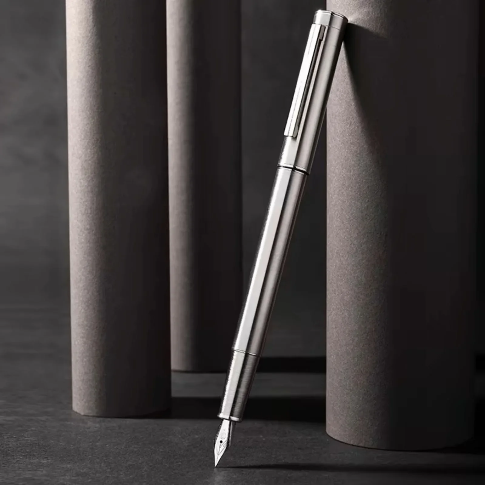 Перьевая ручка из нержавеющей стали Hongdian 1841 EF/F/M/ со изогнутым наконечником набор