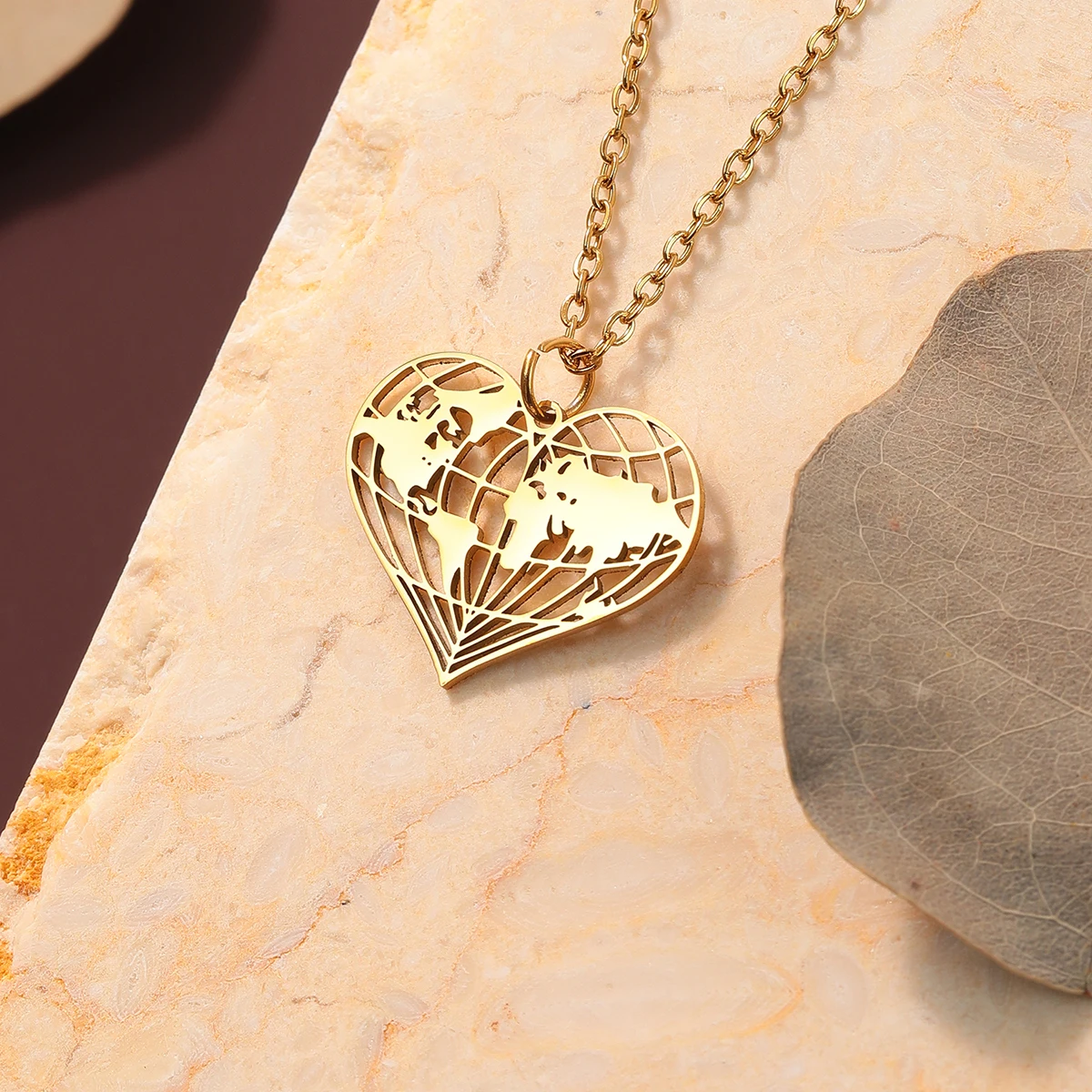 Todorova Origami Earth Necklace World Map Pendant Men Women Stainless Steel Jewelry Birthday Gift