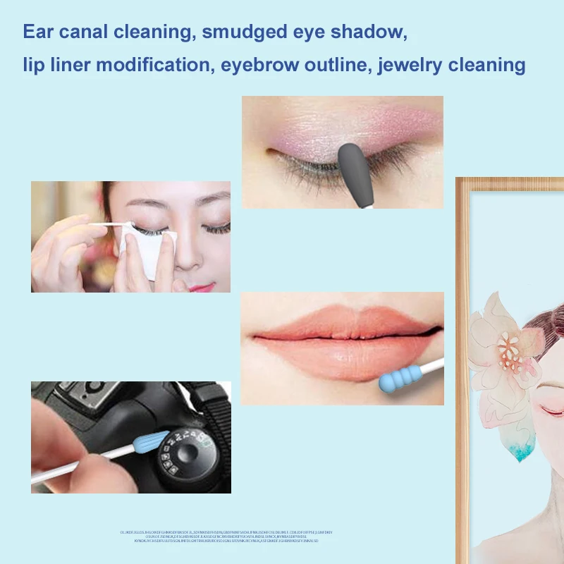 

Силиконовые ватные палочки, многоразовые косметические ватные палочки с двойной головкой и зеркалом, многофункциональные простые в исполь...