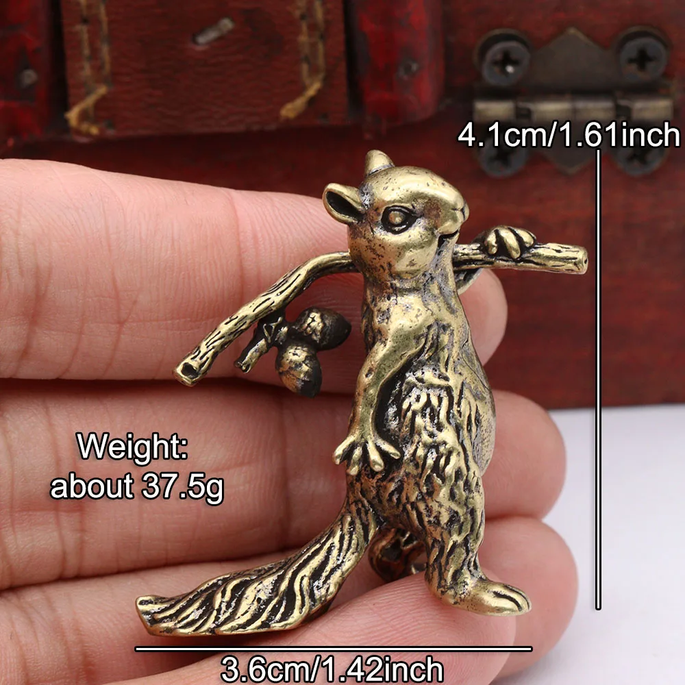 Латунная маленькая статуя милой белки, настольные украшения, винтажные фигурки животных, модель красоты, украшения для дома, аксессуары для рукоделия ﻿
