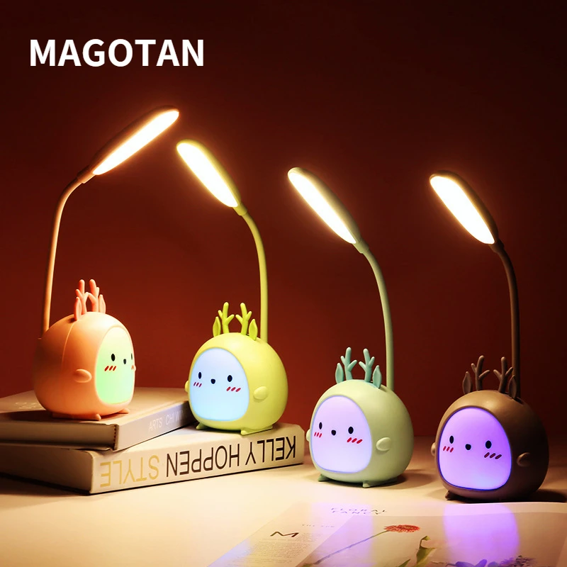 

Kawaii Cute Rechargeable Desk Lamp Eye Protection Bedside Table Lamps for Bedroom Living Room Kids Study Led Reading Night Light
