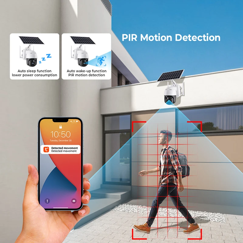 5MP Tuya Smart IP Camera PTZ Solar Rechargeable Battery Powered Wireless WIFI Security Video Surveillance Waterproof Cam | Безопасность