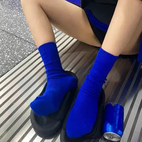 Женские короткие носки Klein в Корейском стиле, повседневные уличные спортивные, зеленые, оранжевые, красные, бежевые, в стиле ретро, Харадзюку