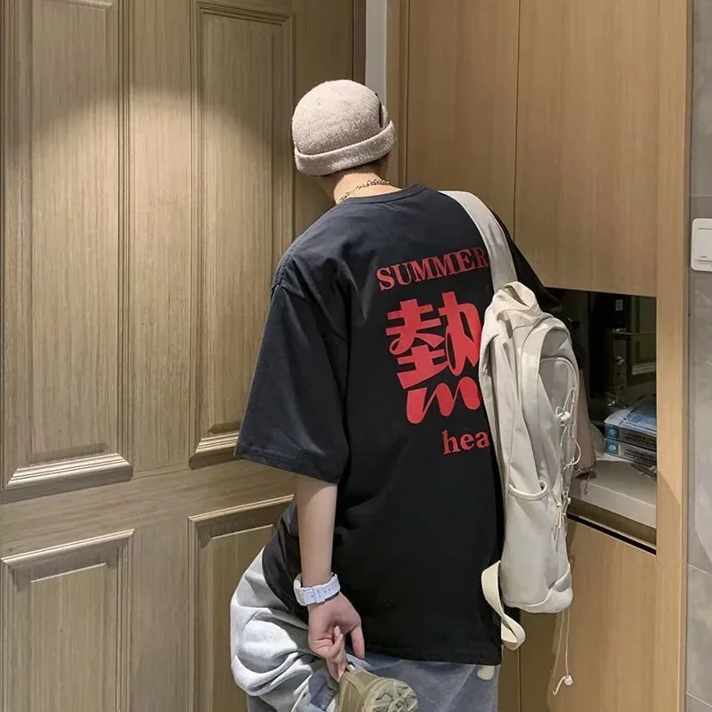 

2022 National Tide T-shirt Short Sleeve Summer Lazy Wind American Retro Hip Hop Printing Loose Half Sleeve T-shirt Wholesale