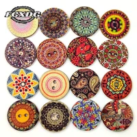100pcs popular vintage wooden buttons printing bohemian style decorative buttons for crafts fashion wooden scrapbooking buttons