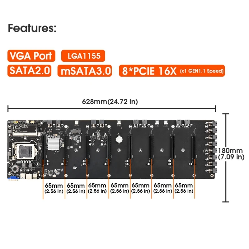 Семейная материнская плата V1.0Y поддерживает 8xpcie 16X слот X1 GEN1.1 скорость быстрой
