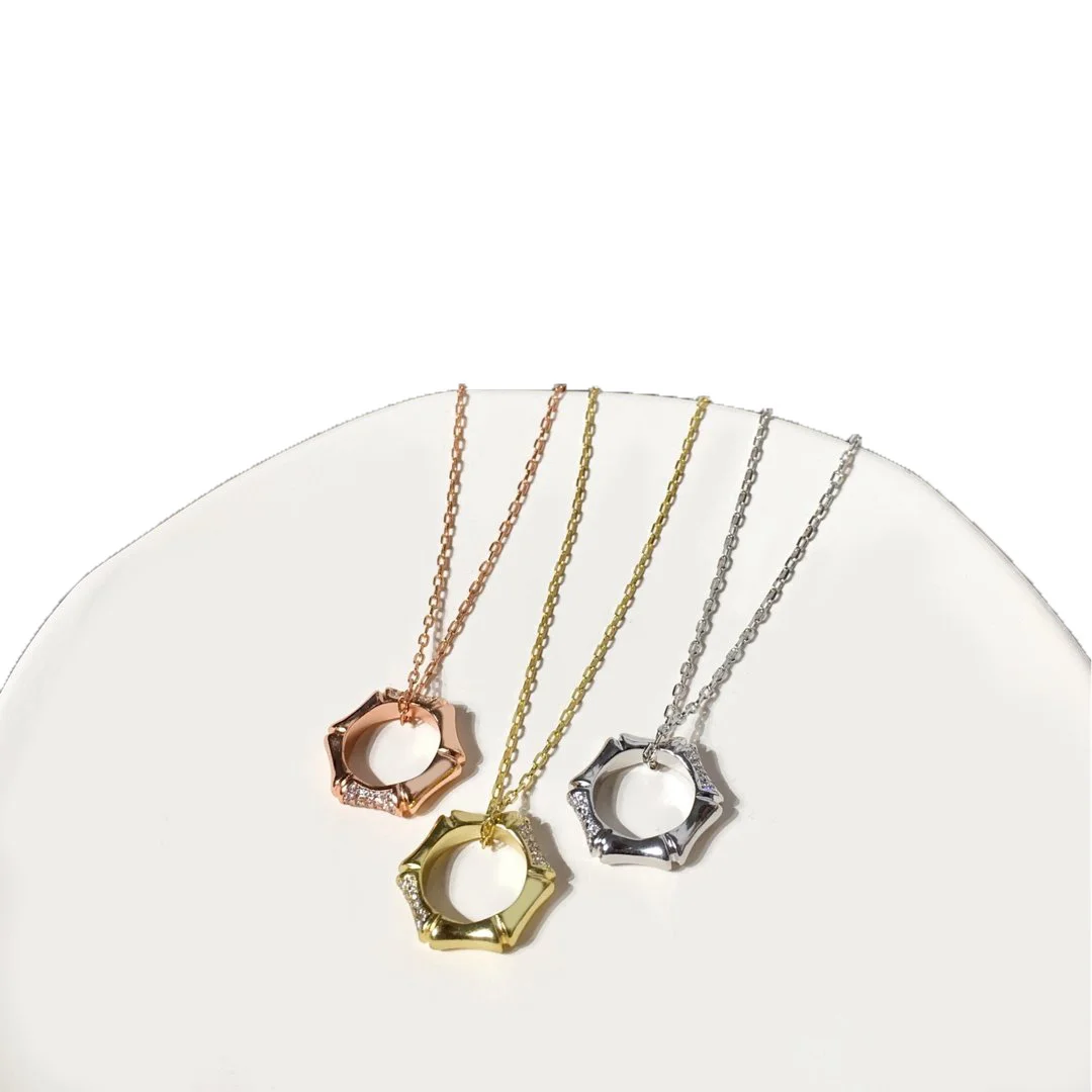 

2022 Trend Hot Brand Round Diamond Bamboo Diamond Necklace Electroplating Fashion Banquet All-match Jewelry Diamond