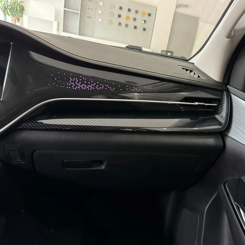 For Isuzu D-MAX 2023 2024 LHD ABS Carbon Fiber Center Console Dashboard Strip Cover Trim Car Interior Accessories