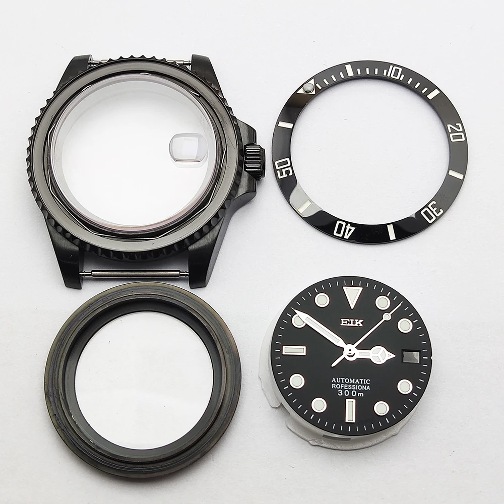 

S Dial NH35NH36 чехол с сапфировым стеклом 40,5 мм чехол зеленый светящийся 904L покрытие из нержавеющей стали полированная задняя прозрачная