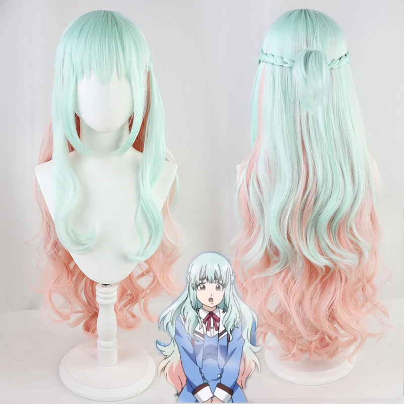 

Japan Anime High Rise Invasion Kuon Shinzaki Cosplay Long Wigs Costume Tenkuu Shinpan School Girl Uniform Blue Dress for Women