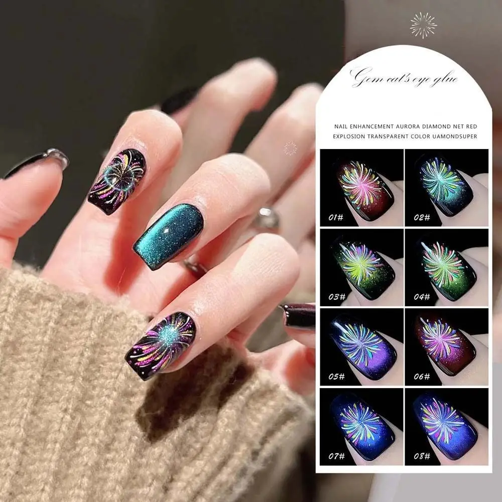 

8ML UV Gel Nail Enhancements Fireworks Double Light Cat Eye Gel Special Cat Eye Gel Material Accessories