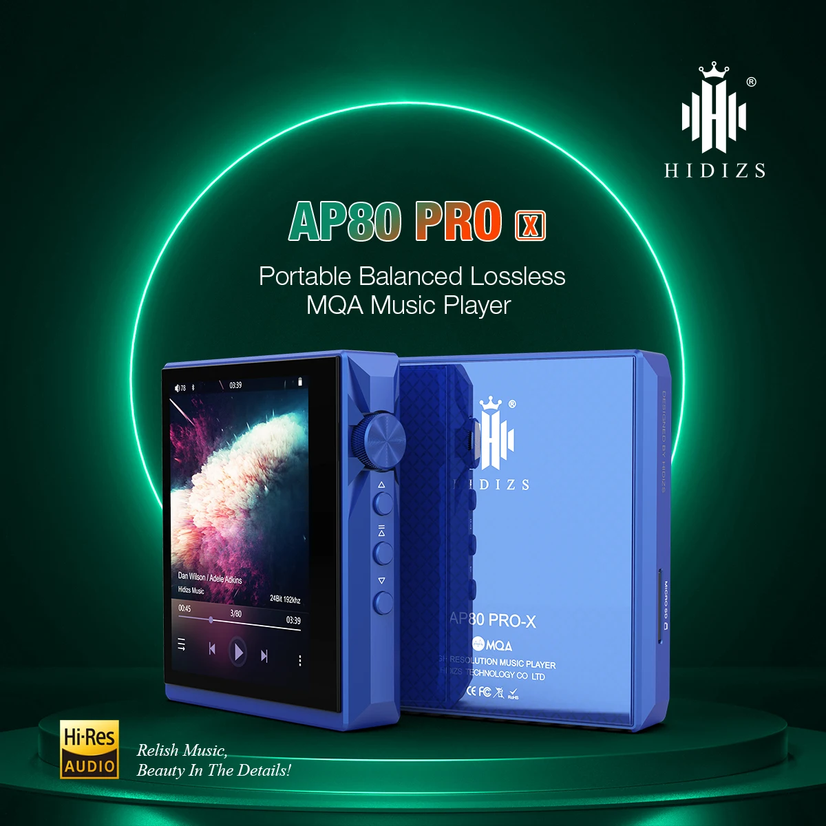 Фото Портативный mp3-плеер Hidizs AP80 PRO X, сбалансированный музыкальный Bluetooth-плеер MQA без потерь FLAC LDAC USB DAC DSD64/128 FM-радио DAP №1