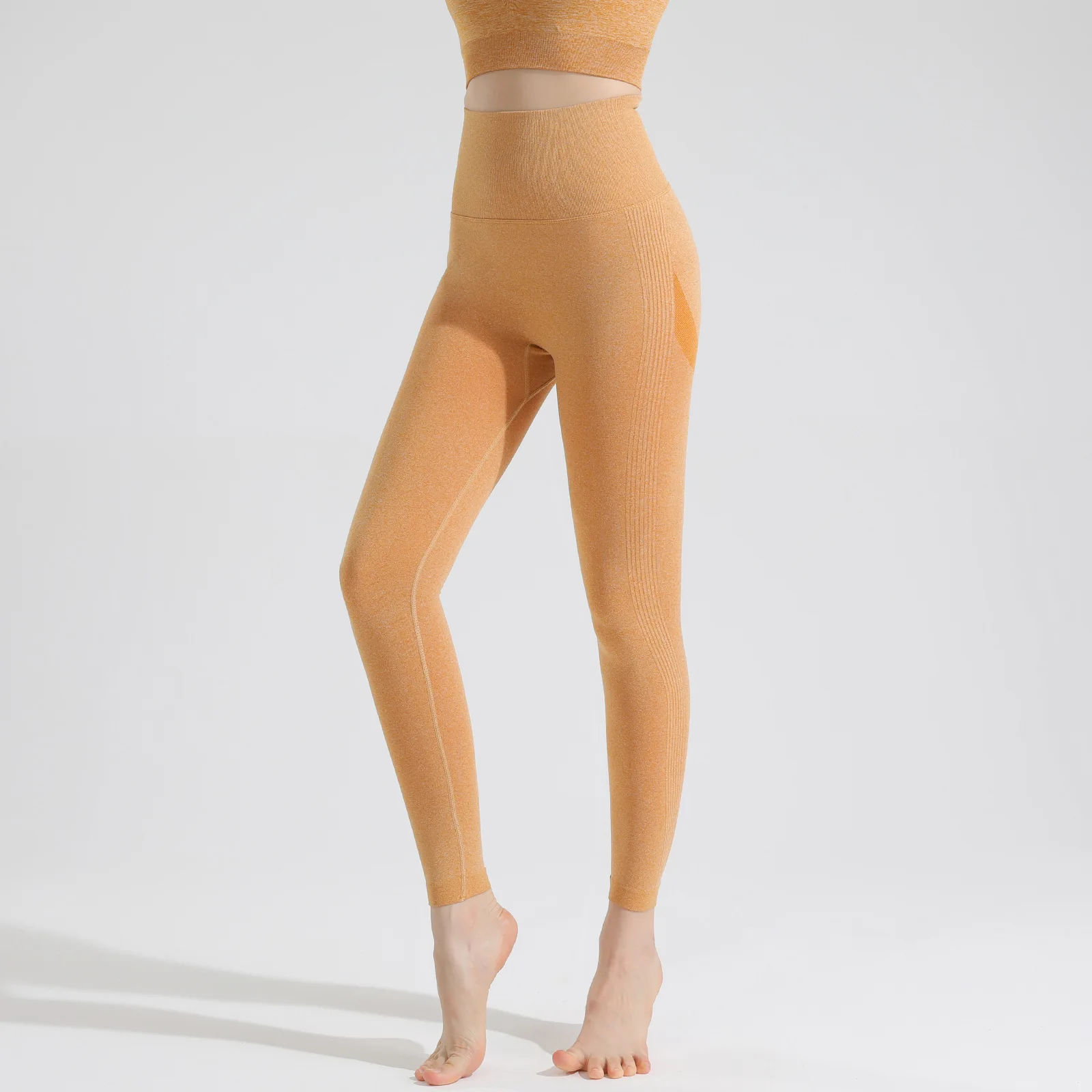 2022 Seamless Knitted Fitness GYM Pants Women's High Waist Yoga Pants Hips Tight Peach Buttocks High Waist Nude Workout Leggings