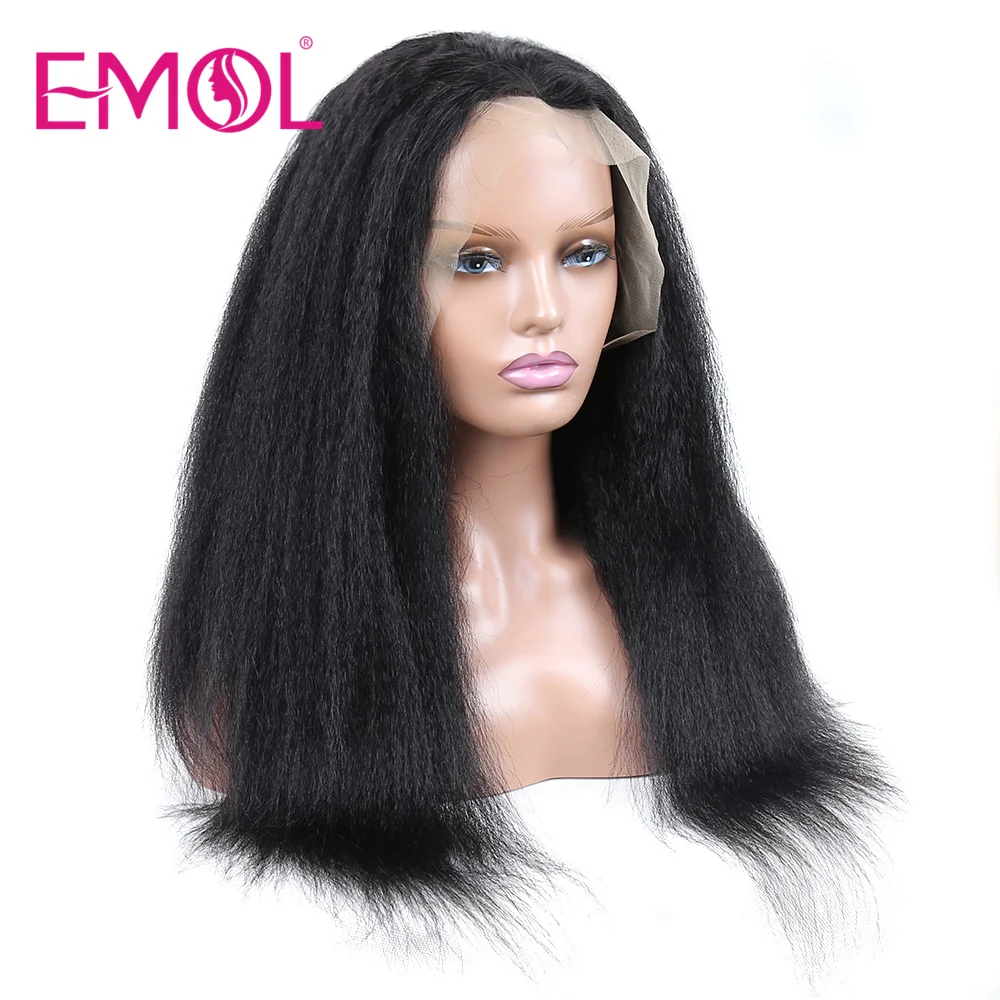 EMOL Kinky Sraight 13x4 4X4 Lace Front Wigs For Women Pre Plucked Remy Hair 13x1 Yaki Human Hair Wigs 8-30 Inch Free Shipping