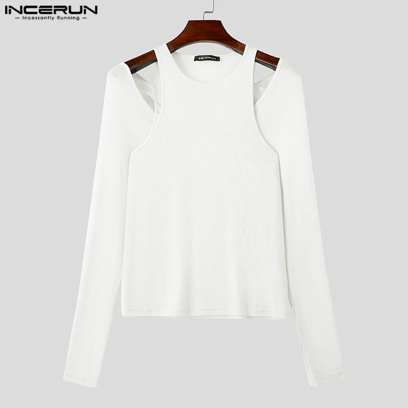 Мужские футболки INCERUN 2024 черные/белые/зеленые