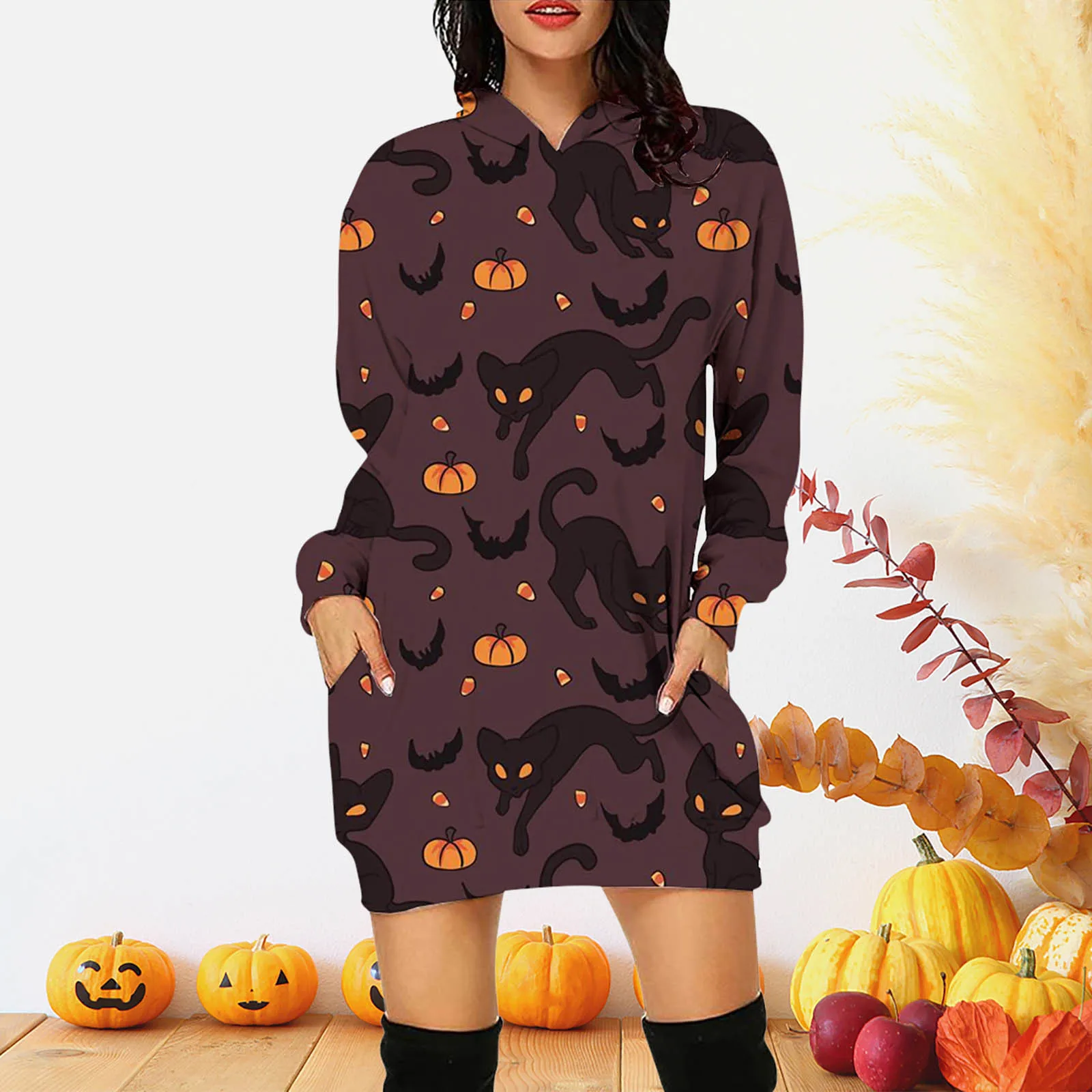 

Womens Long Sleeve Hooded Pockets Pullover Fitted Prom Dresses for Women Cocktail Dinner Dress Casual Dresses for Women Size 12