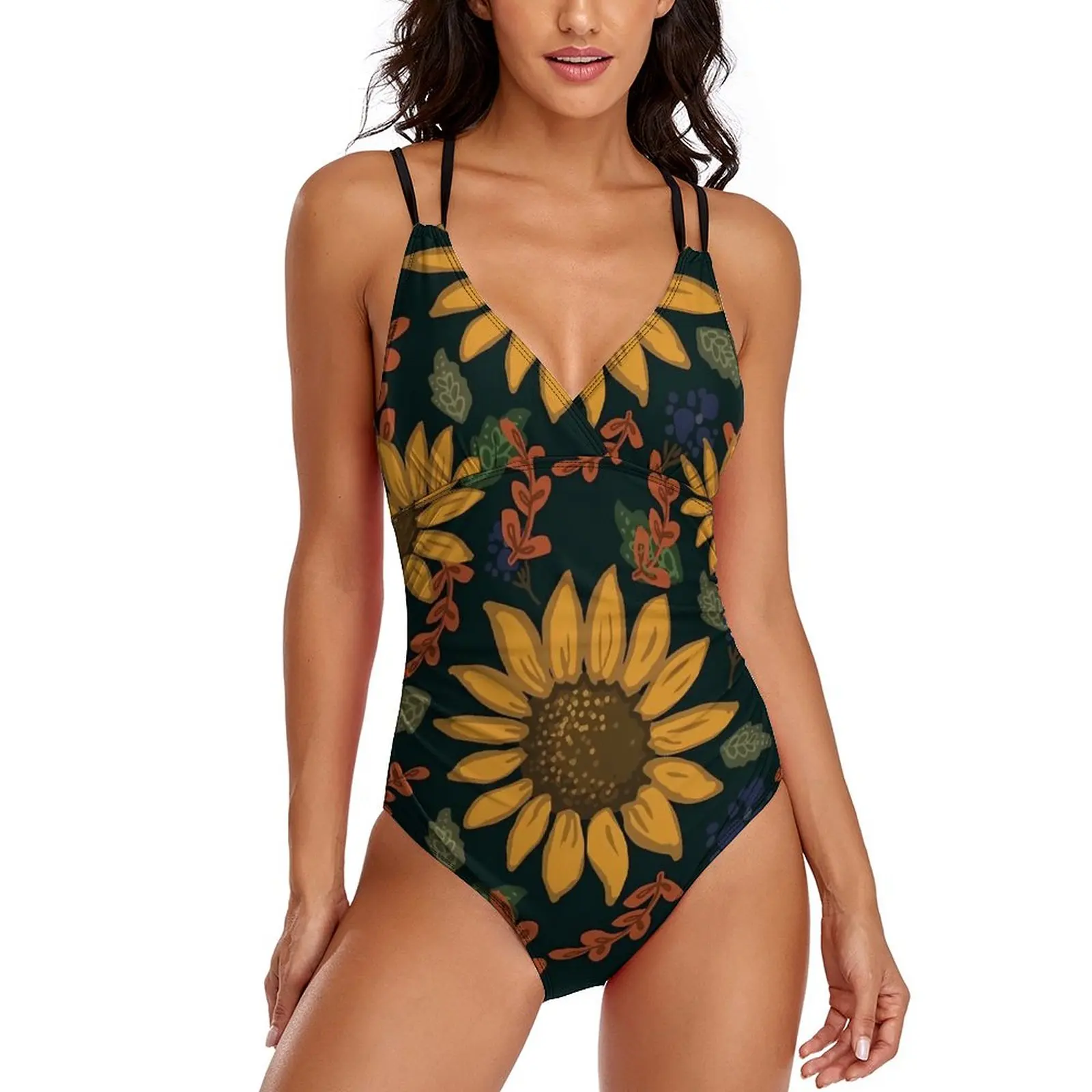 

Женский слитный купальник с цветочным принтом