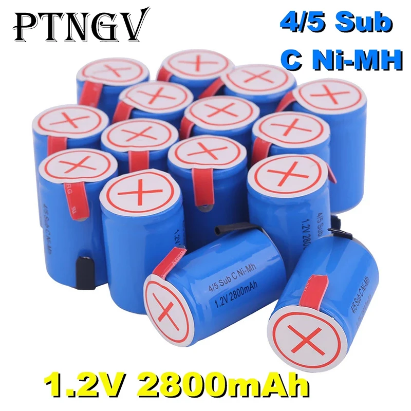 

Nieuwe 4/5SC Sc Sub C Li-Po Lithium Batterij Hoge Ontlading 1.2V 2800Mah oplaadbare Ni-Mh Batterijen Met Lassen Tabs