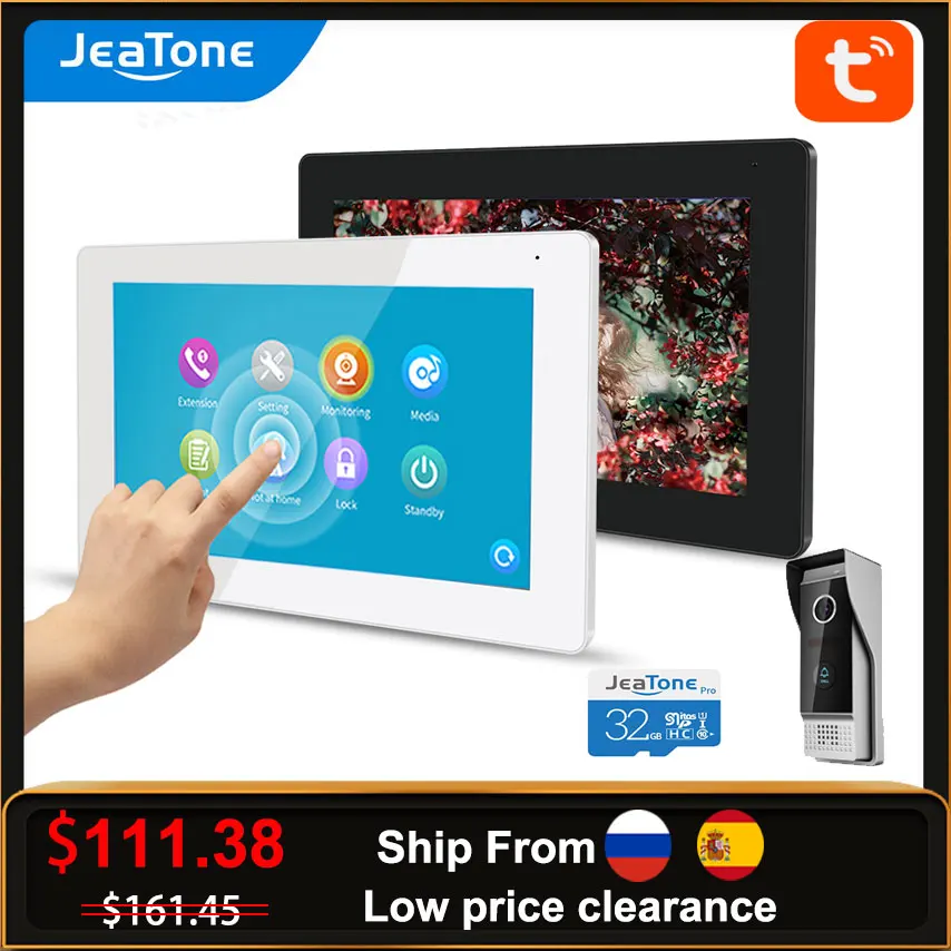 

JeaTone WiFi Video Intercom Tuya 7 Inch Touch Screen Monitor with 1080P FHD Video Doorbell Wireless Smart Video Intercom System